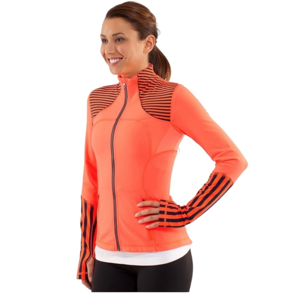 lululemon athletica Coral Orange Striped Full-Zip Jacket